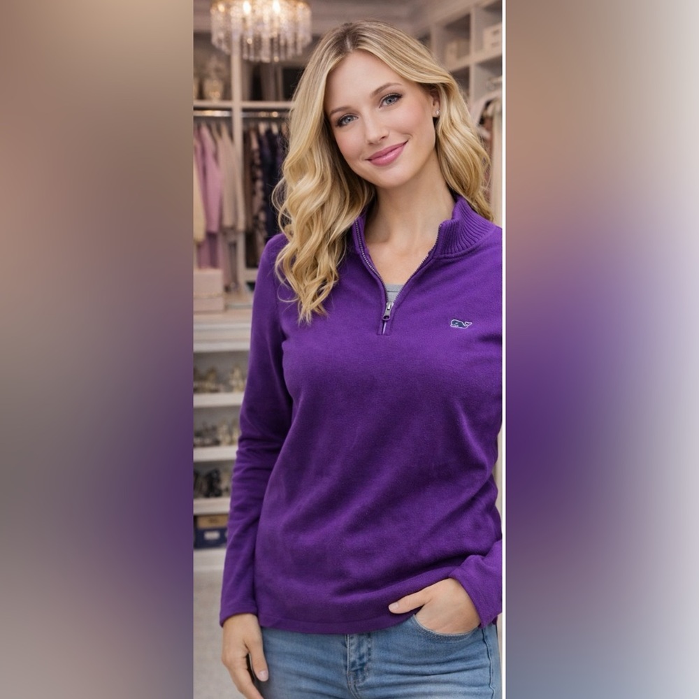 Vineyard Vines Purple Quarter Zip Pullover | Soft Cozy Preppy Logo